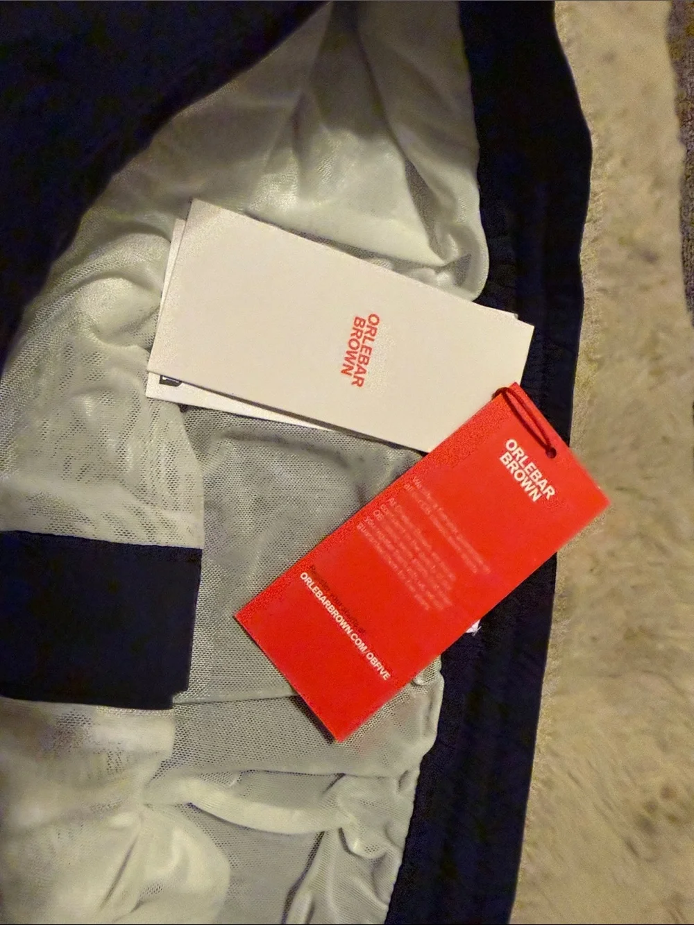 Orlebar Brown White Drawstring Pouch with Red Logo